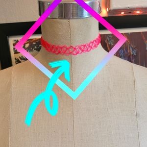 Bright Pink Tattoo Choker Necklace